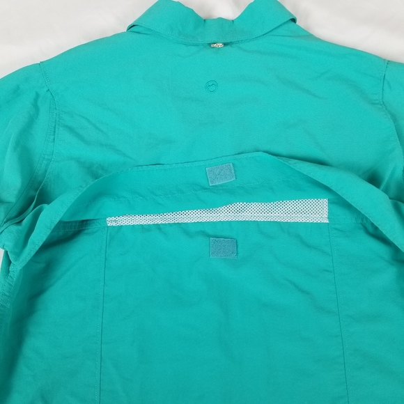 Sportswear Button Down Shirt Men Size S Fish Gear Outdoor Magellan Turquoise - Picture 11 of 12